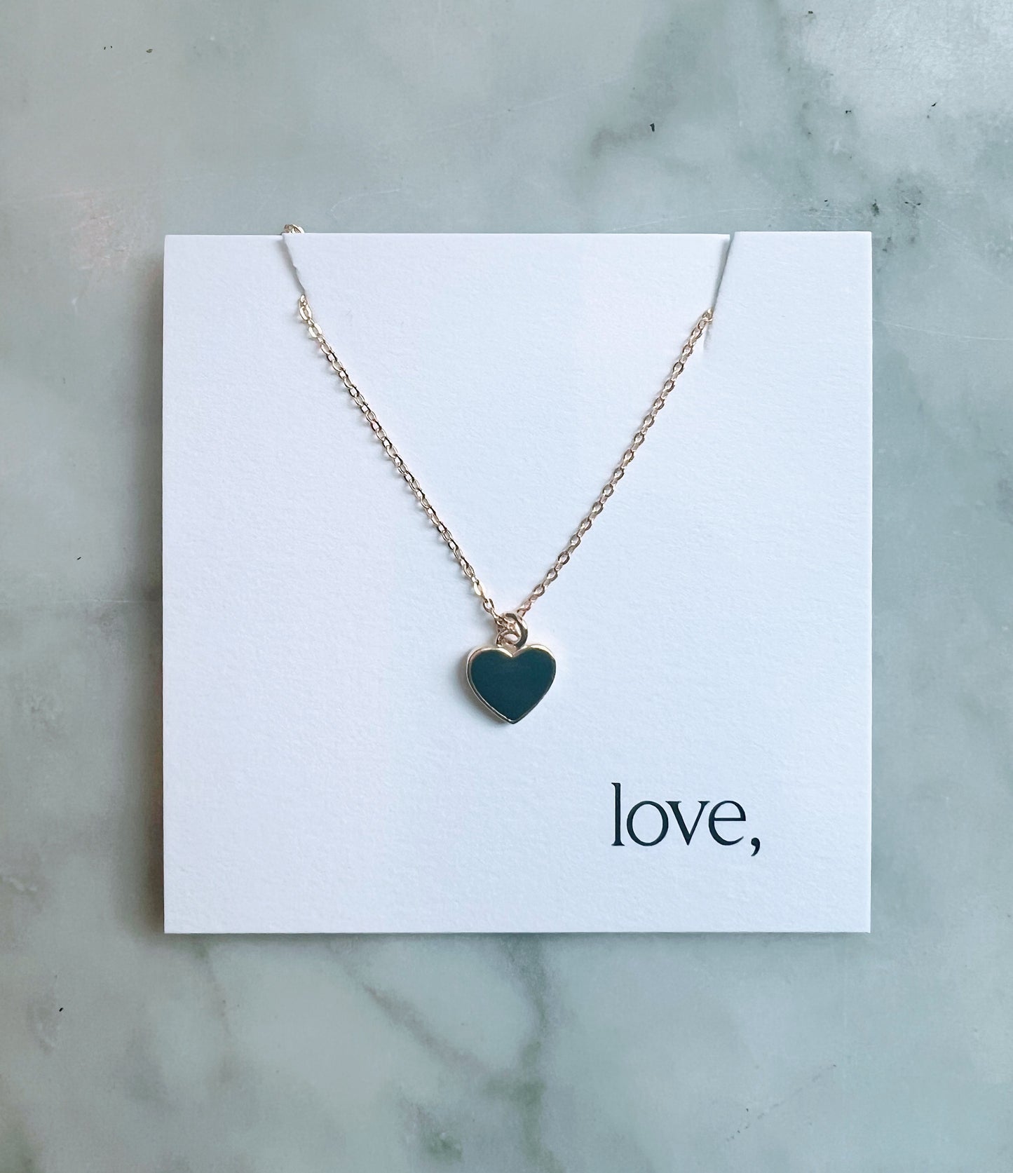 Midnight Enamel Heart Pendant Necklace