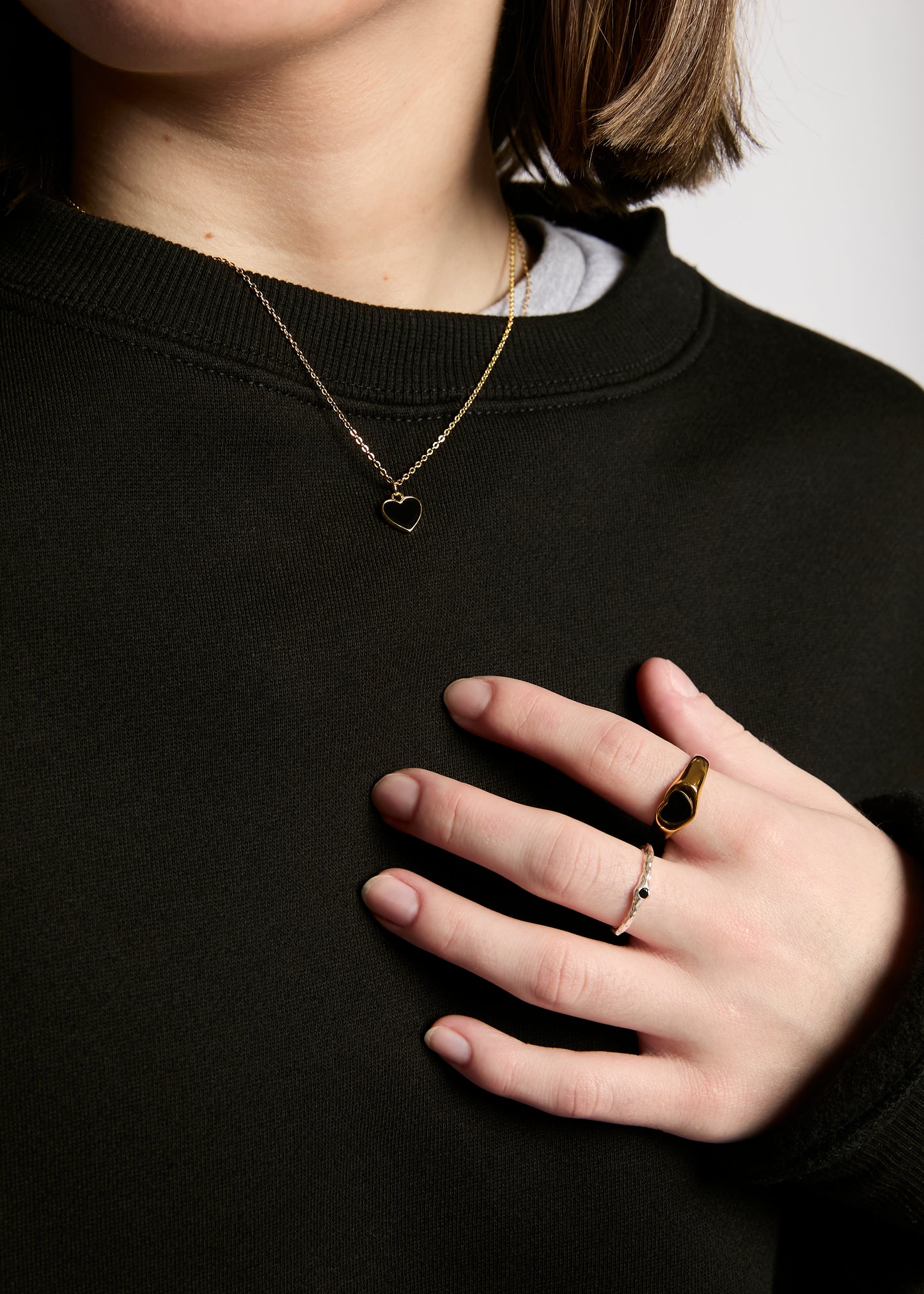 Midnight Enamel Heart Pendant Necklace