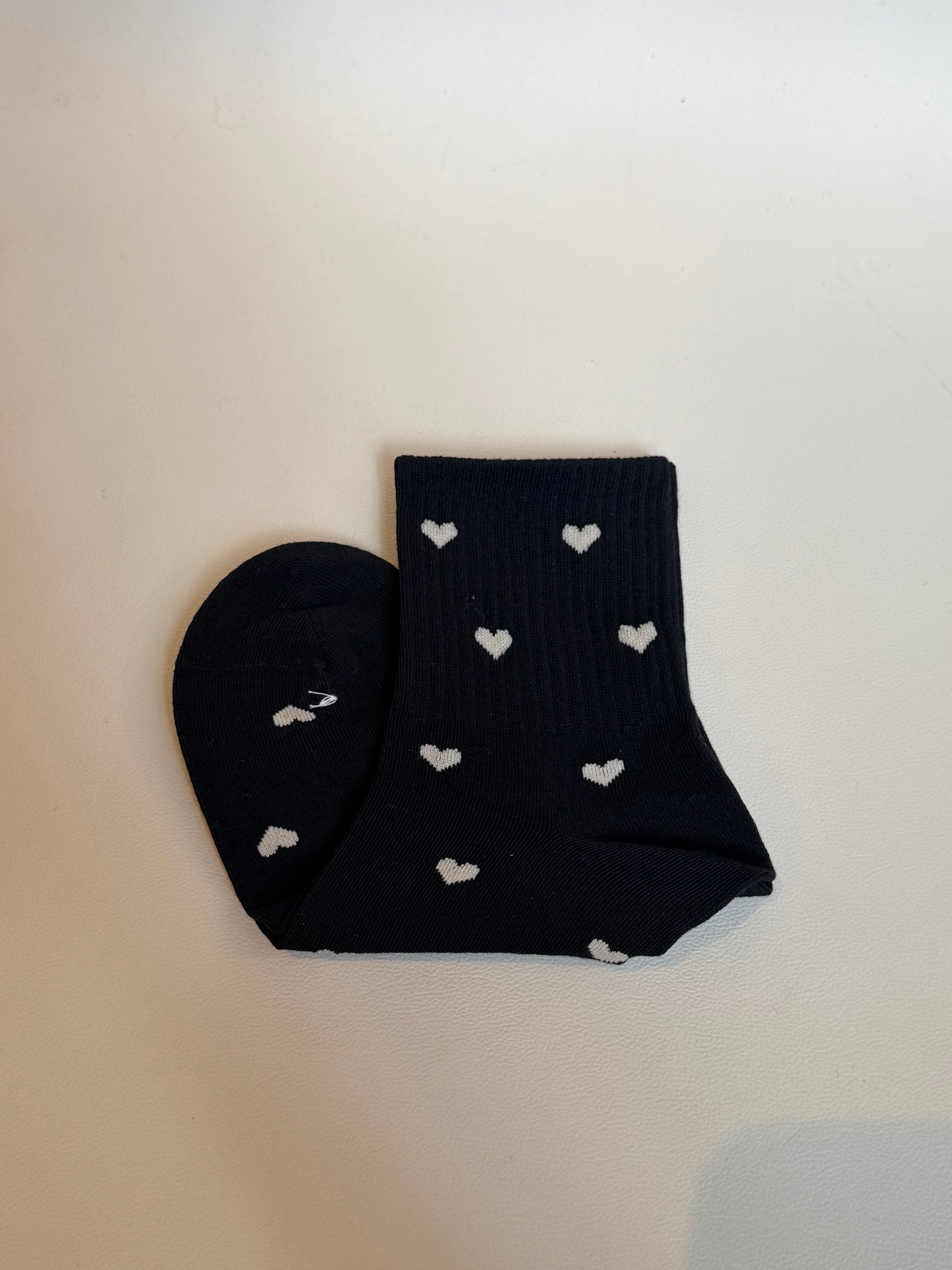 Heart Socks Mini Crew - Black