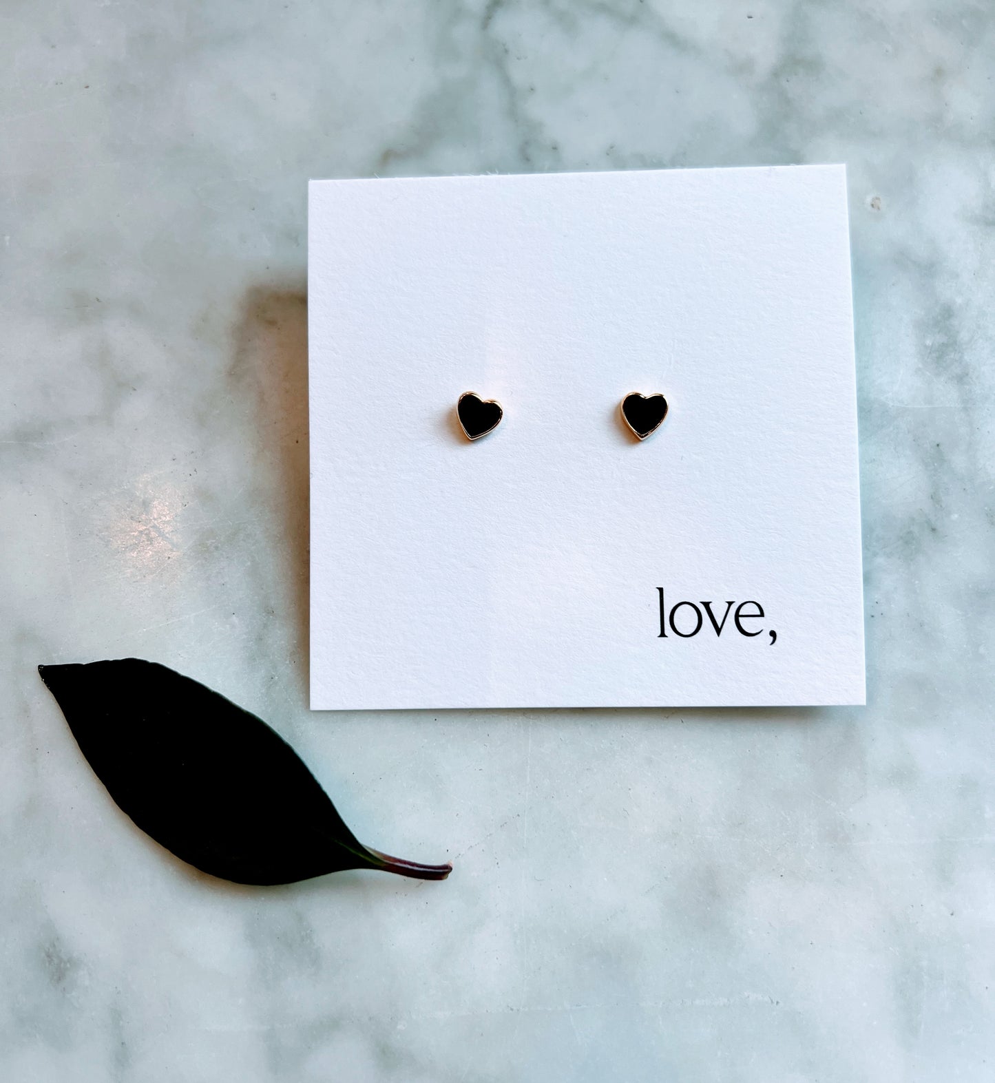 Midnight Enamel Heart Studs