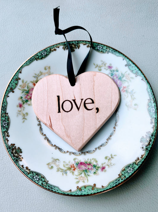 Wood Love, Heart Ornament
