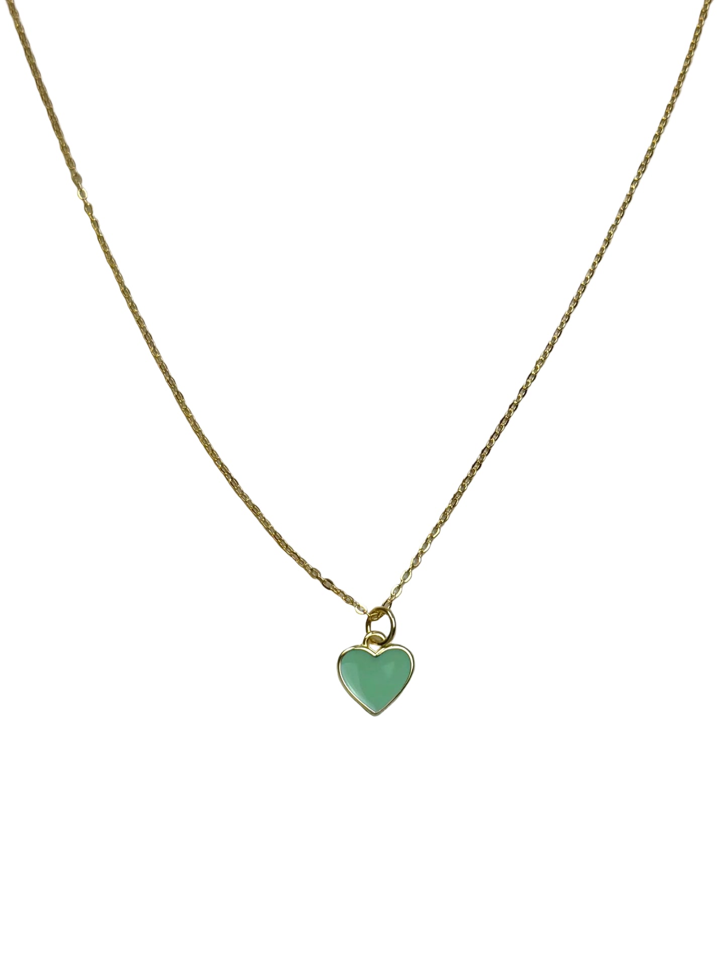 Mint Enamel Heart Pendant Necklace