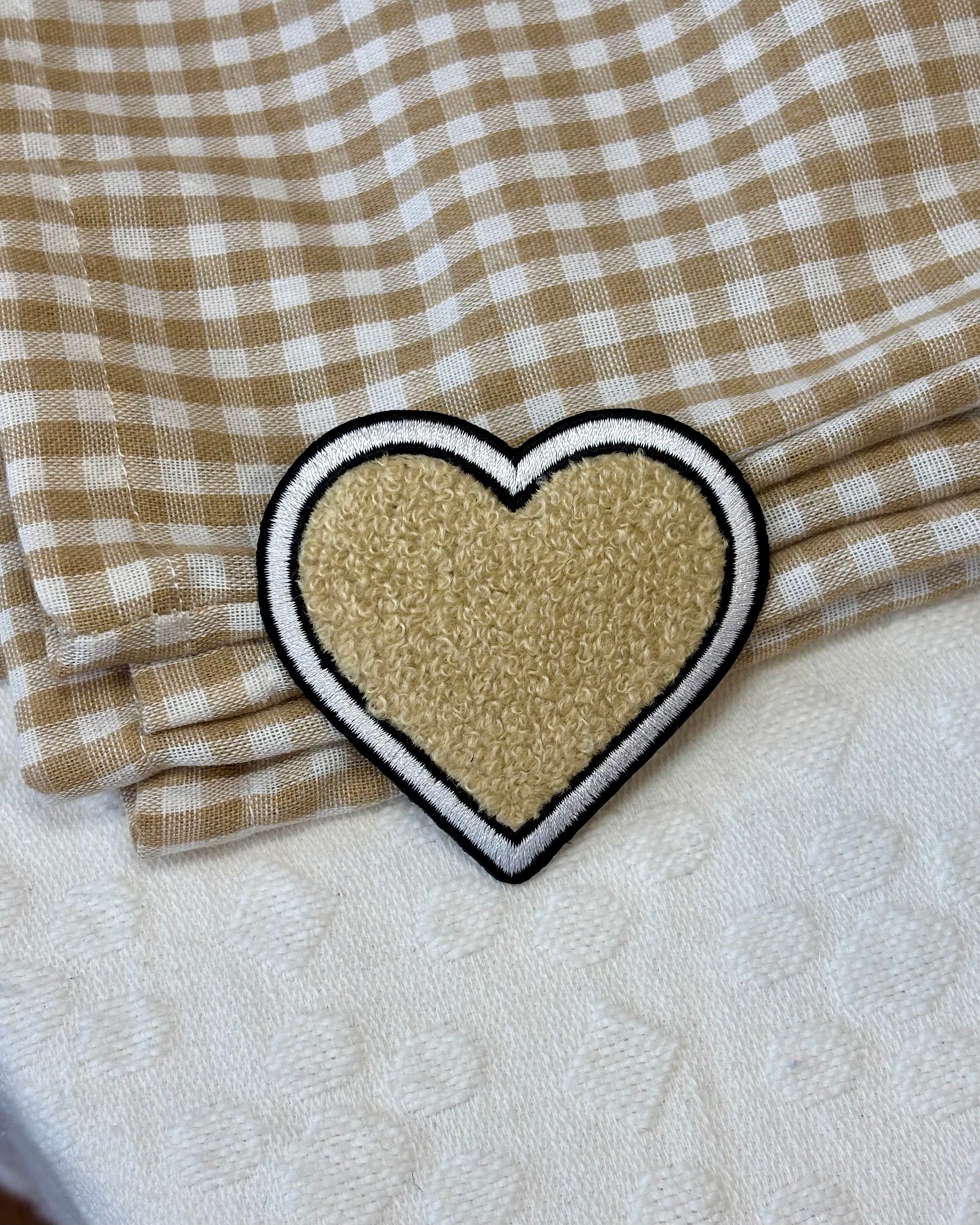Chenille Heart Patch - Beige
