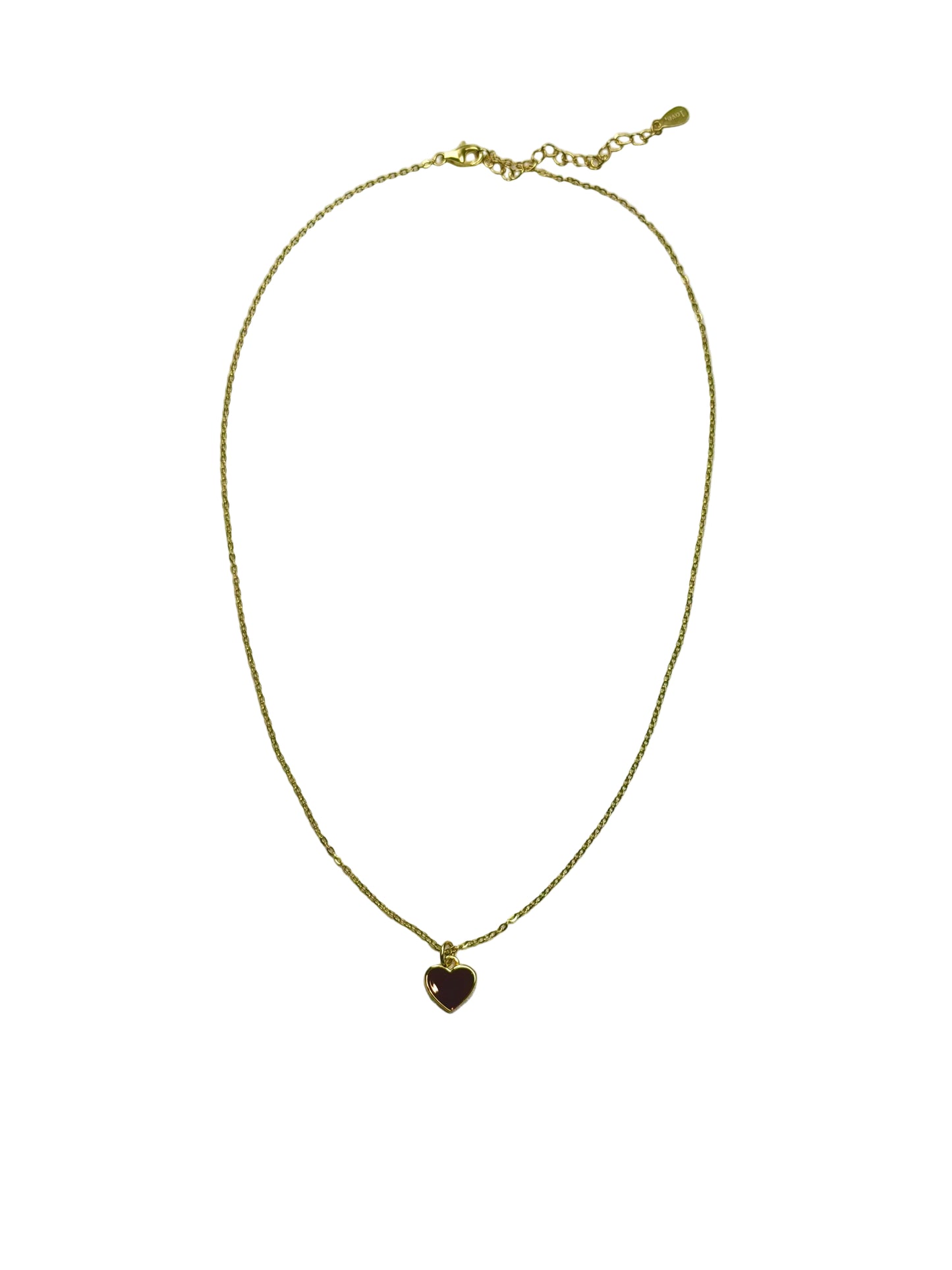 Chestnut Enamel Heart Pendant Necklace