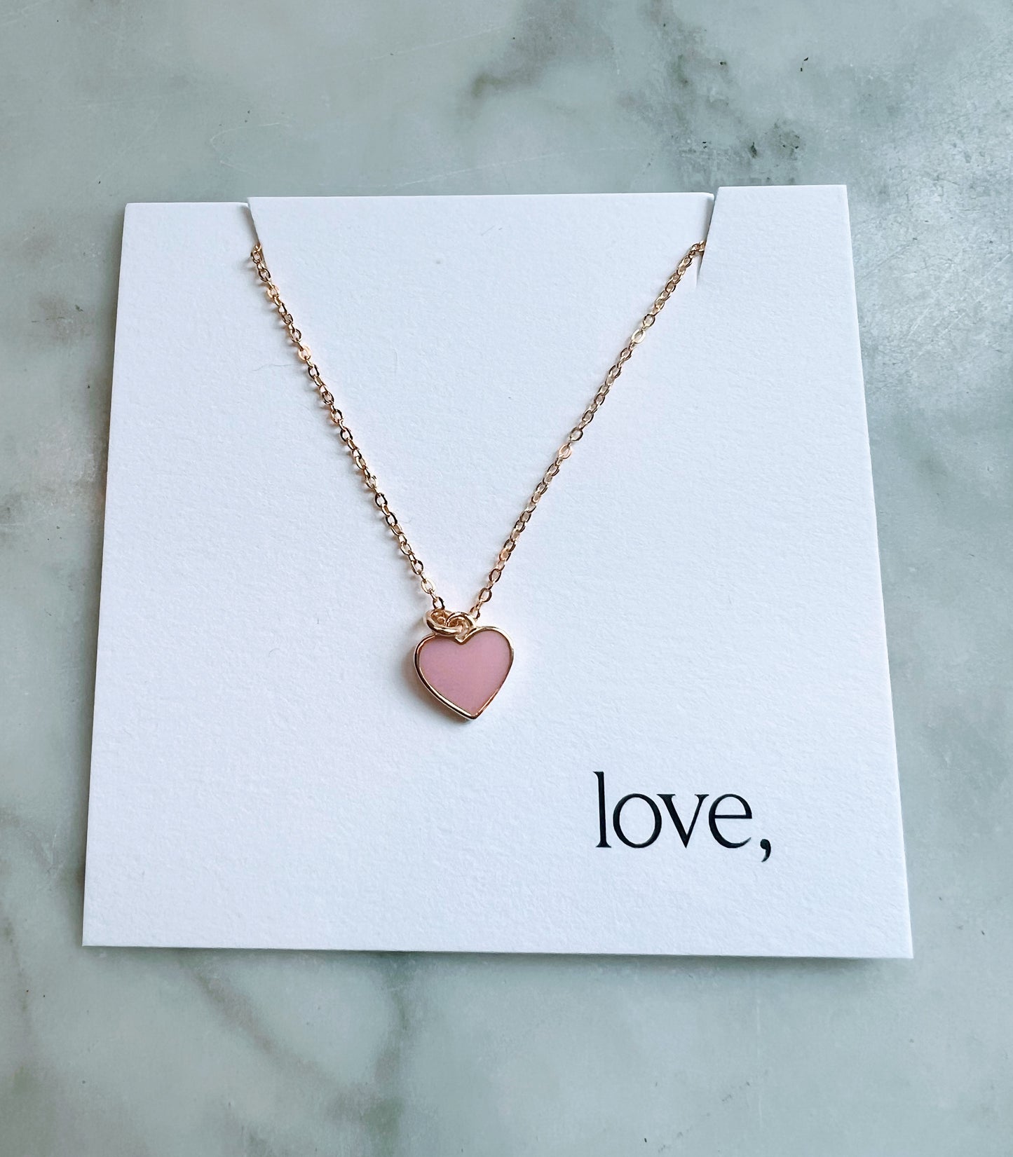 Blossom Enamel Heart Pendant Necklace