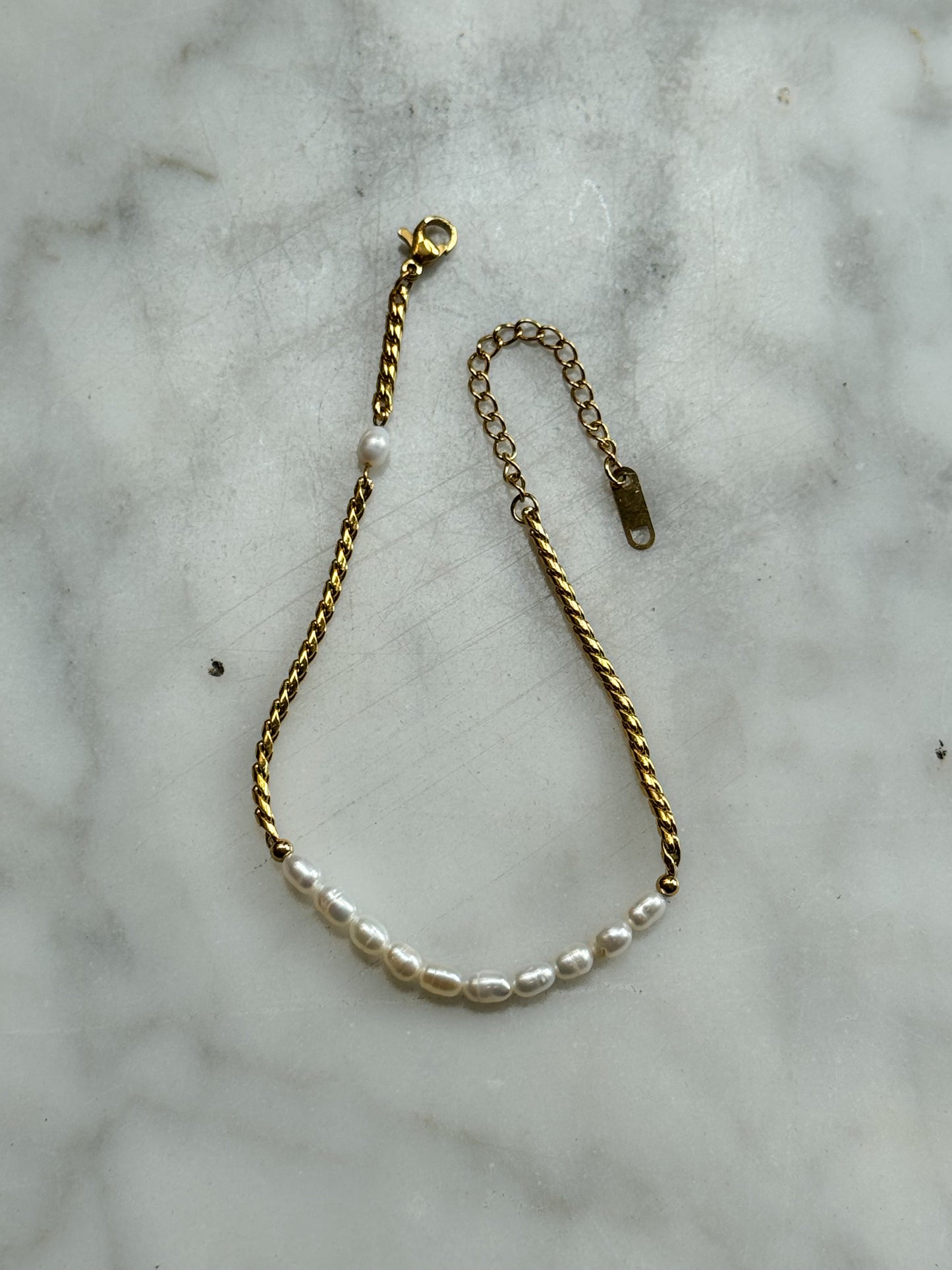 Freshwater Pearl Anklet - Gold