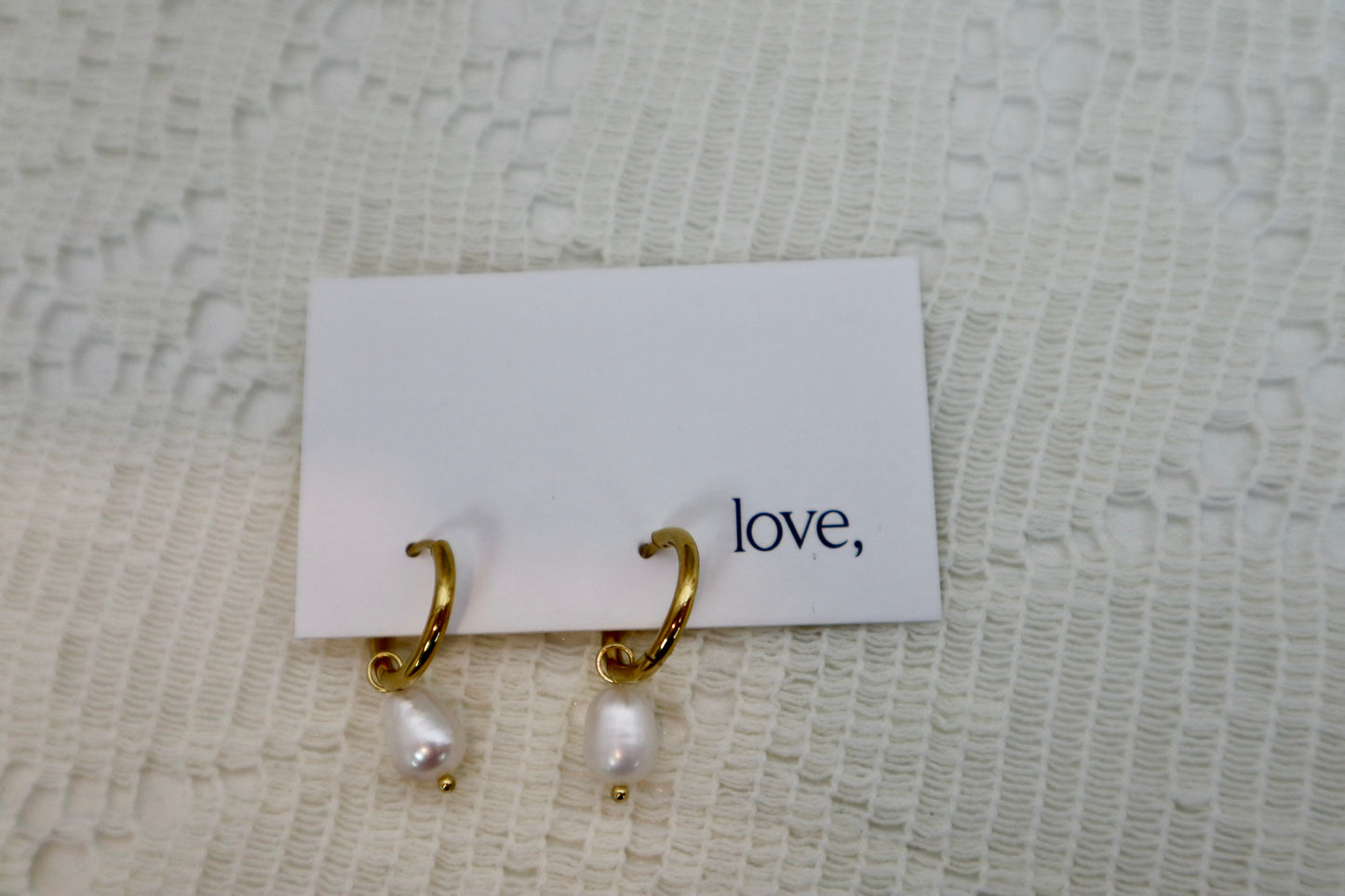 Freshwater Pearl Drop Earrings - Gold