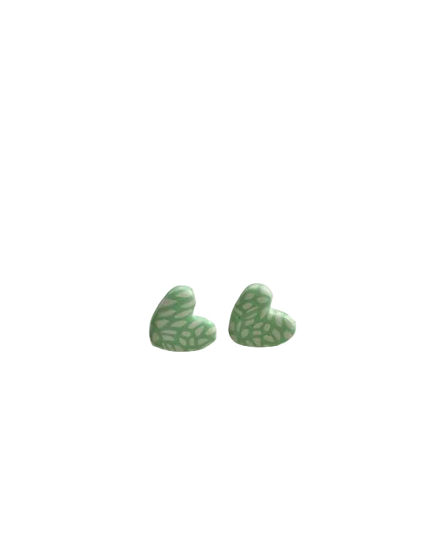Mosaic Heart Stud - Mint
