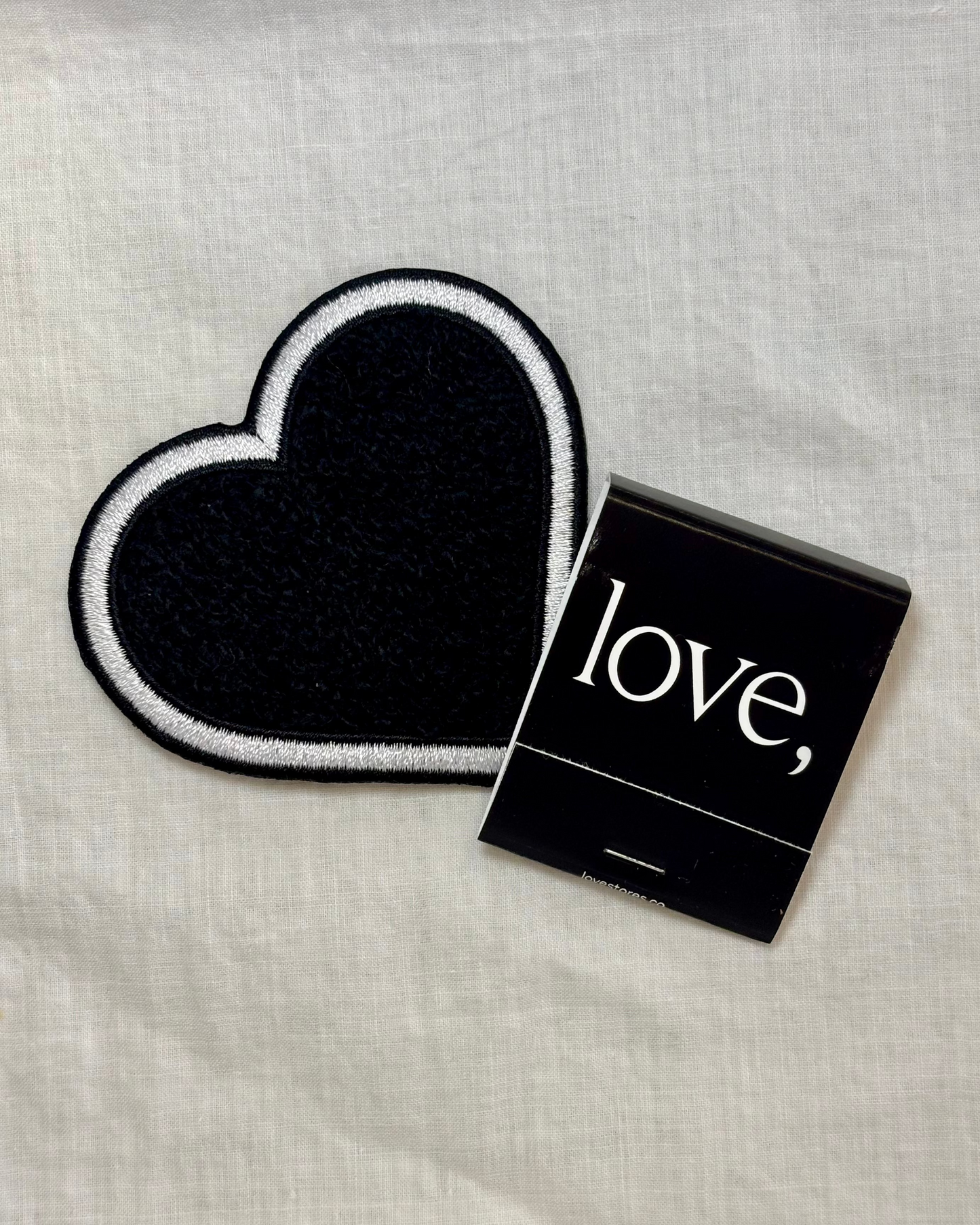 Chenille Heart Patch - Black