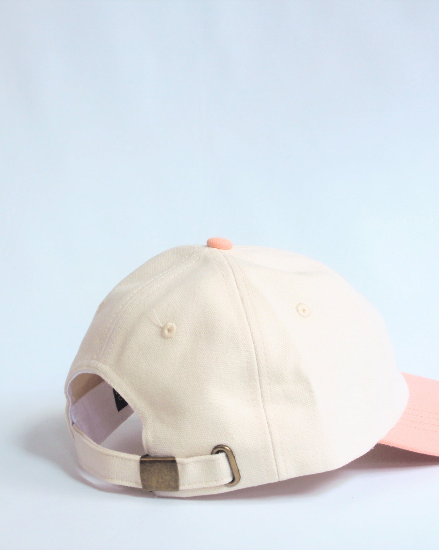 Two tone Embroidered Heart Dad Hat - Coral