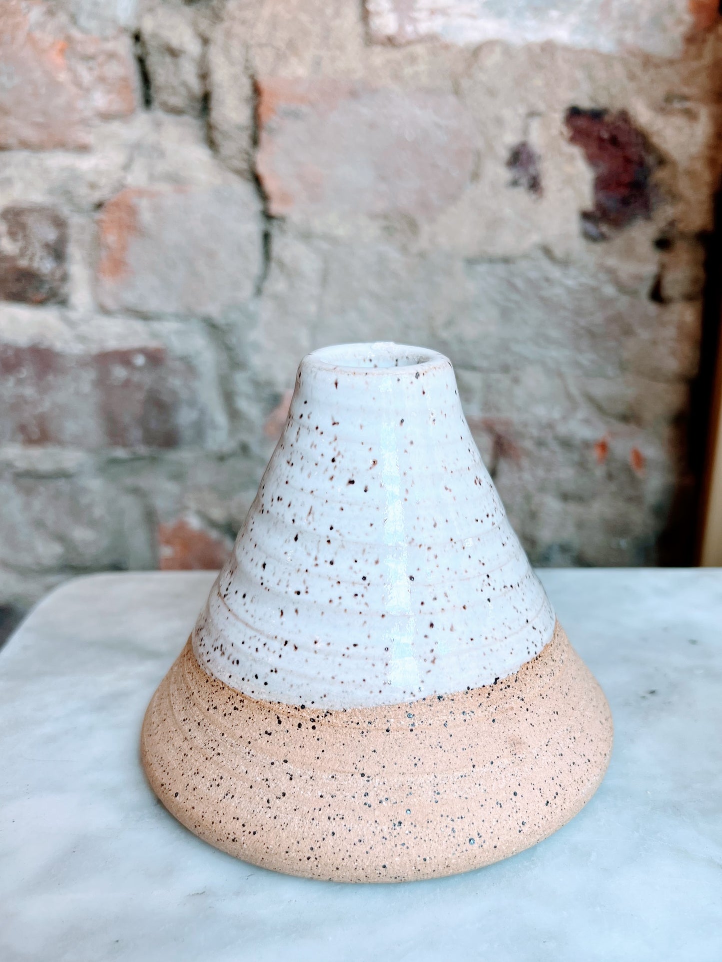 Candlestick Holder - White Glaze