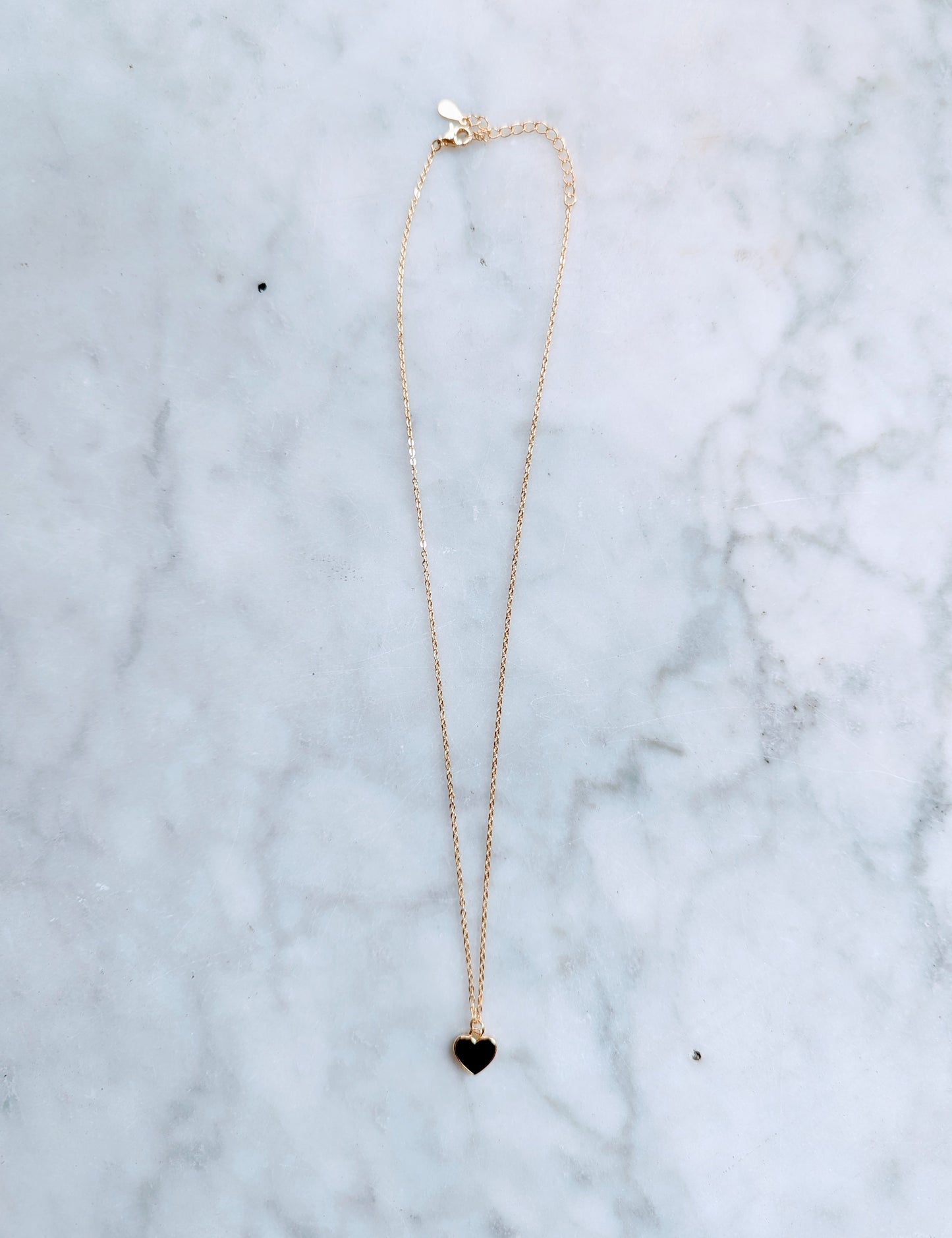 Midnight Enamel Heart Pendant Necklace