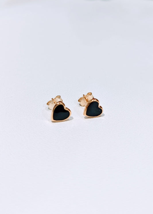 Midnight Enamel Heart Studs