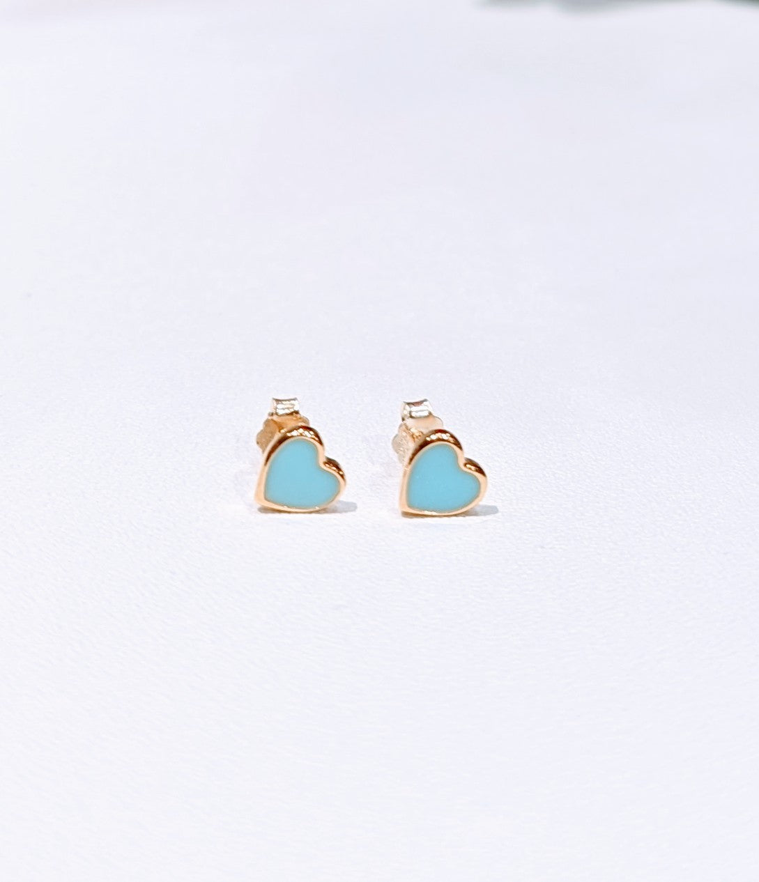 Sky Blue Enamel Heart Studs
