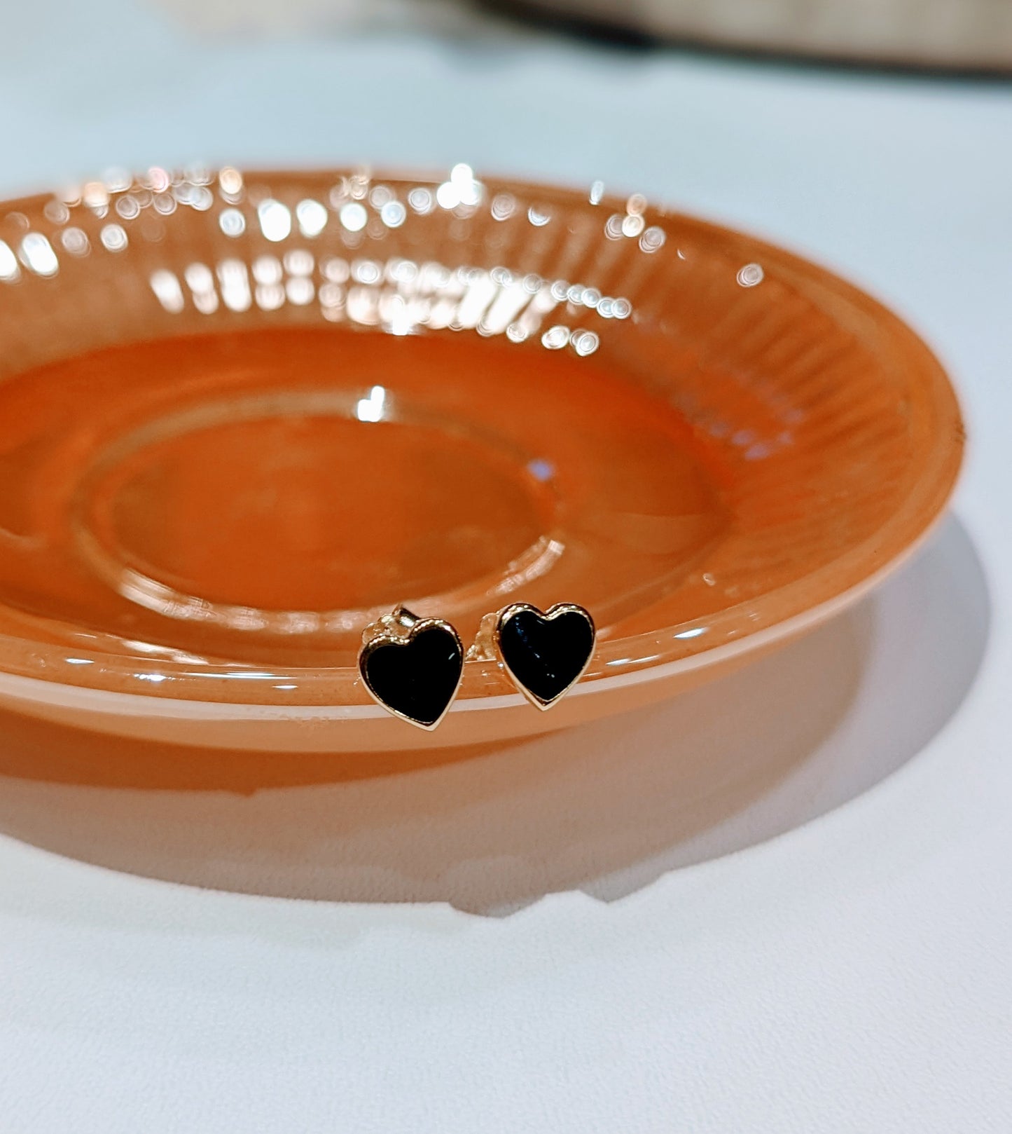 Midnight Enamel Heart Studs