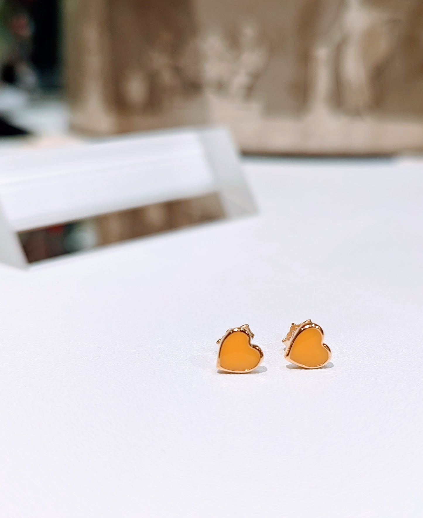 Sunshine Enamel Heart Studs