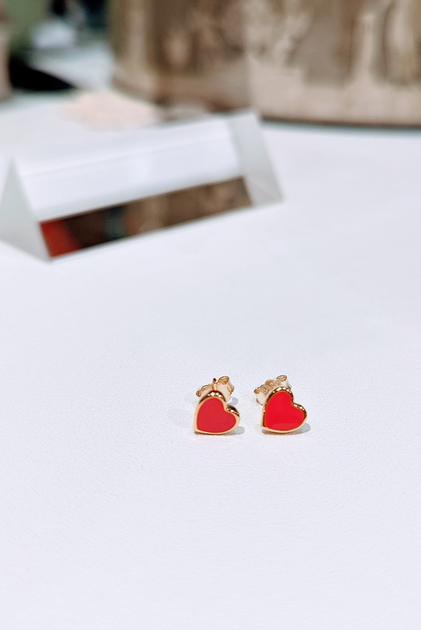 Poppy Enamel Heart Studs