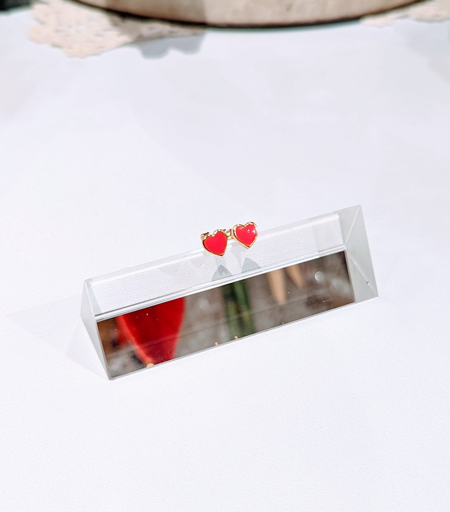 Poppy Enamel Heart Studs