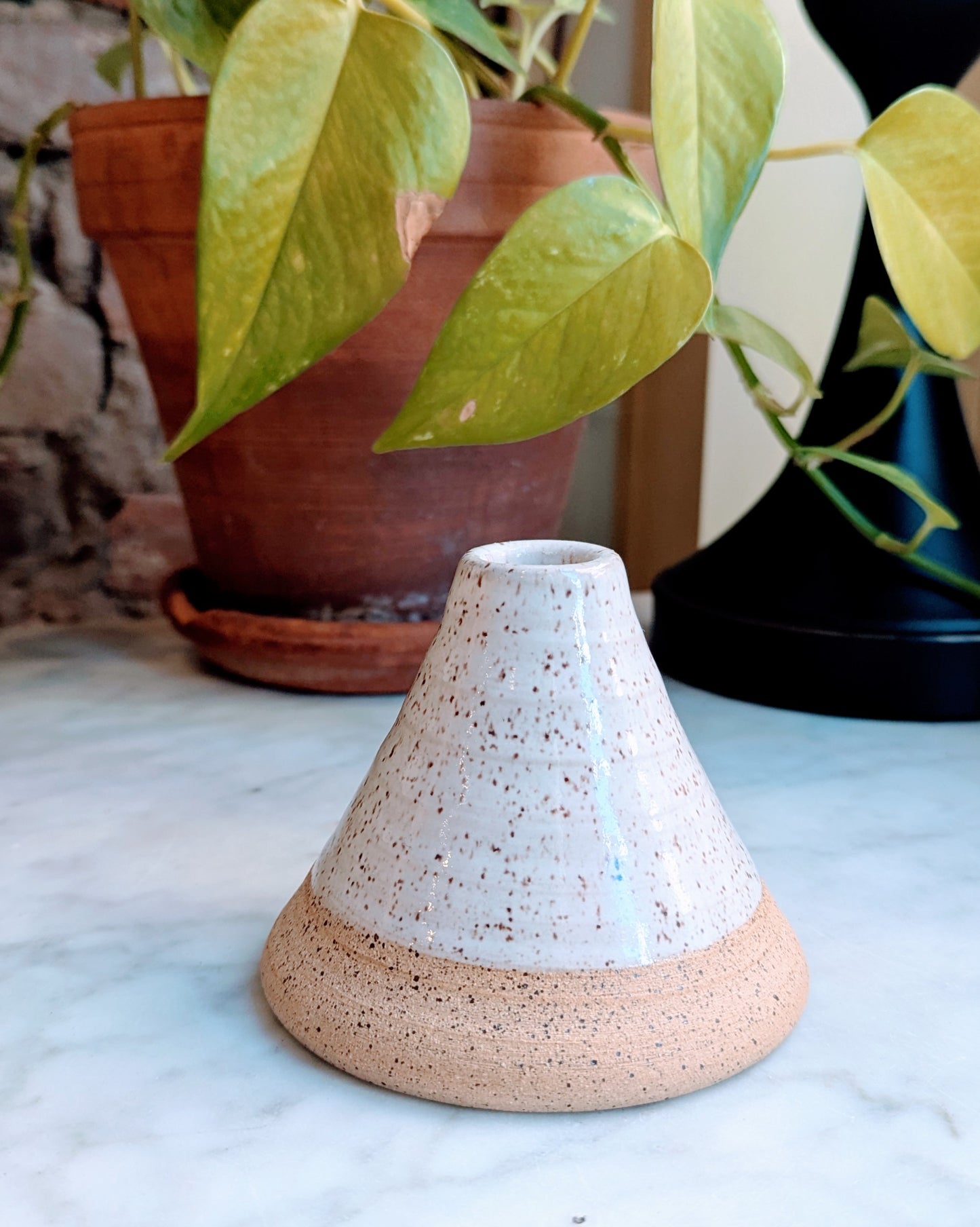 Candlestick Holder - White Glaze