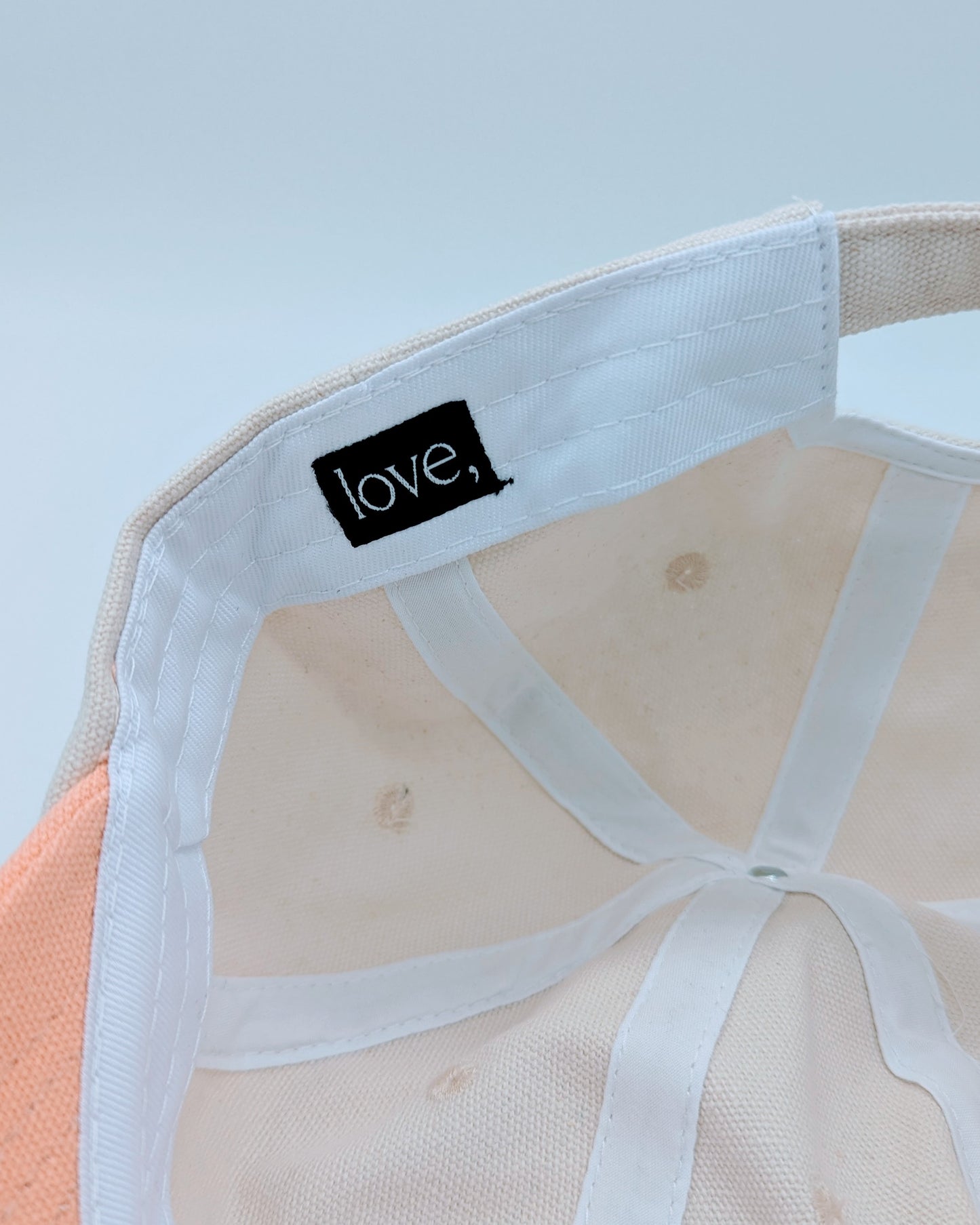 Two tone Embroidered Heart Dad Hat - Coral