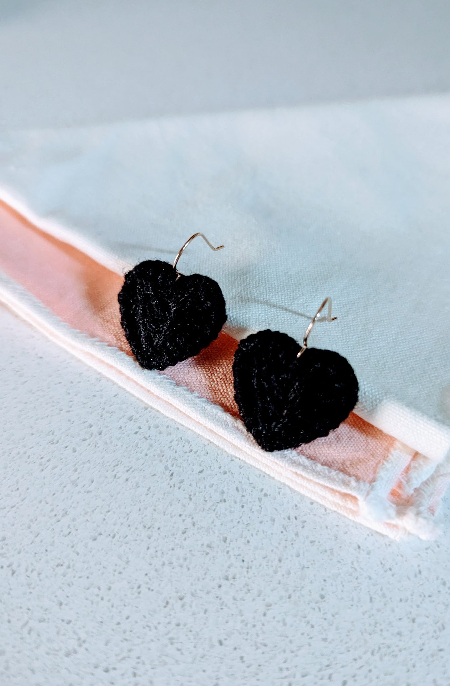 Heart Macrame Earrings - Black