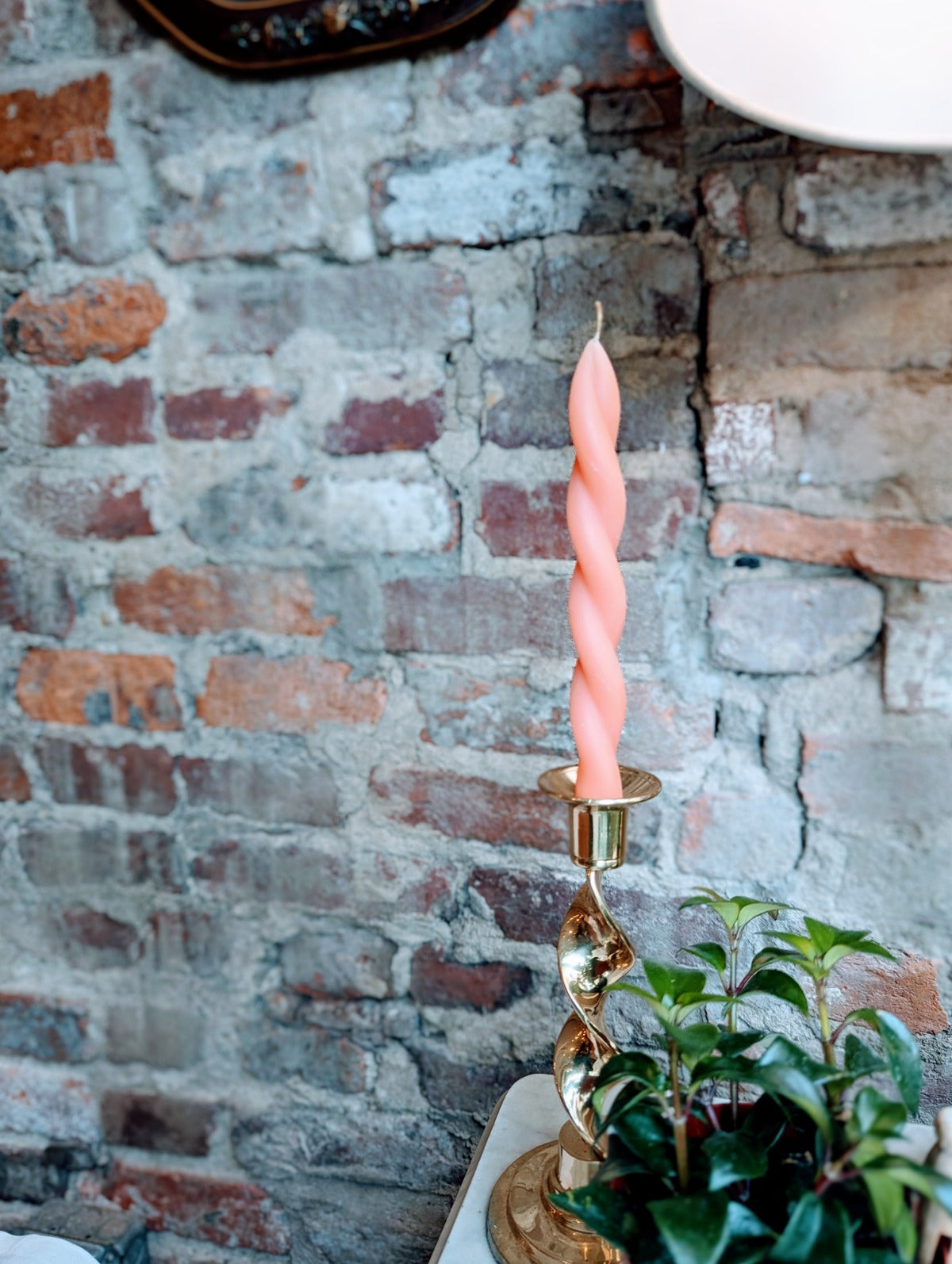 Twist Beeswax Taper - Coral