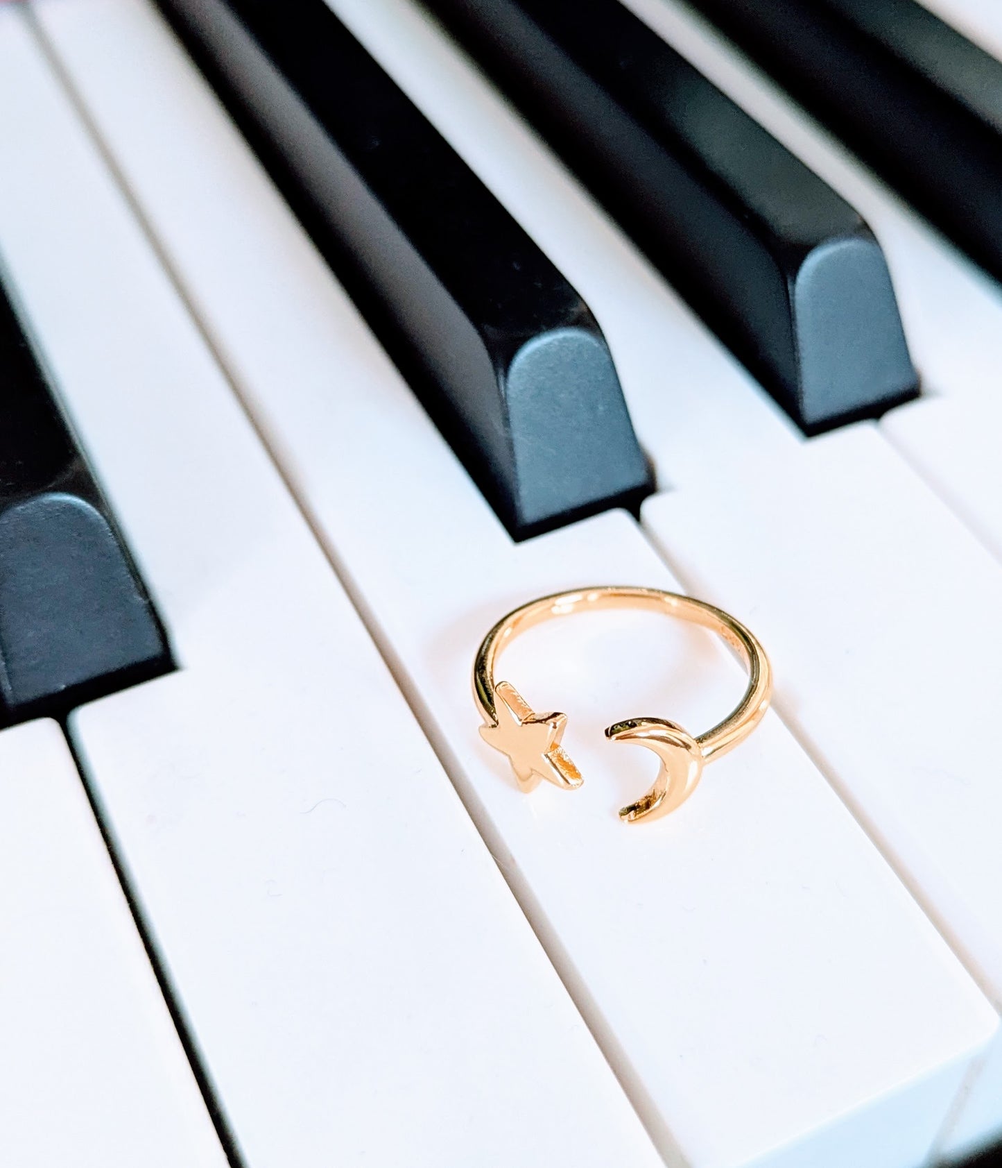 Moon and Star Ring - Gold