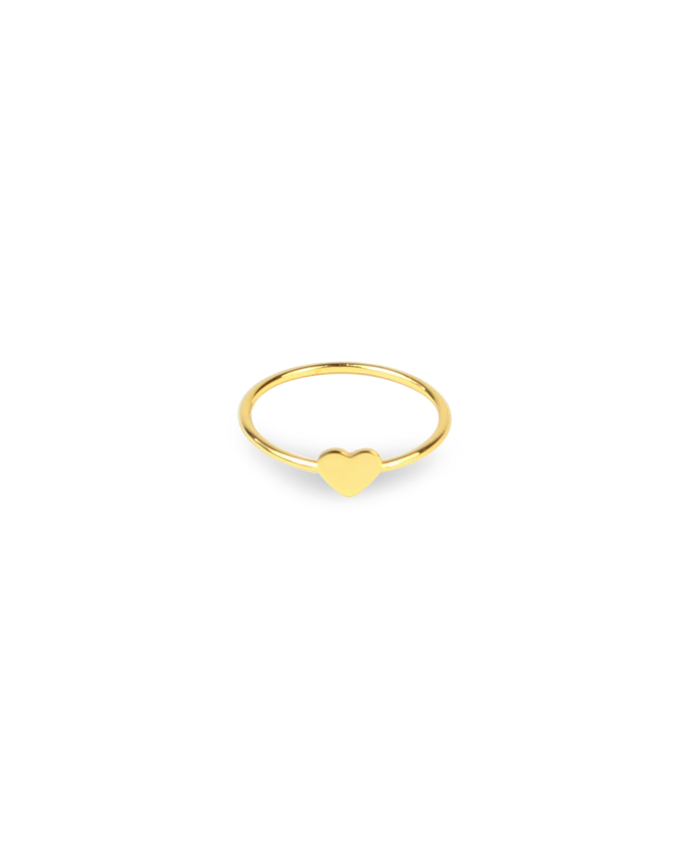 Gold ring with a heart shape on a white background