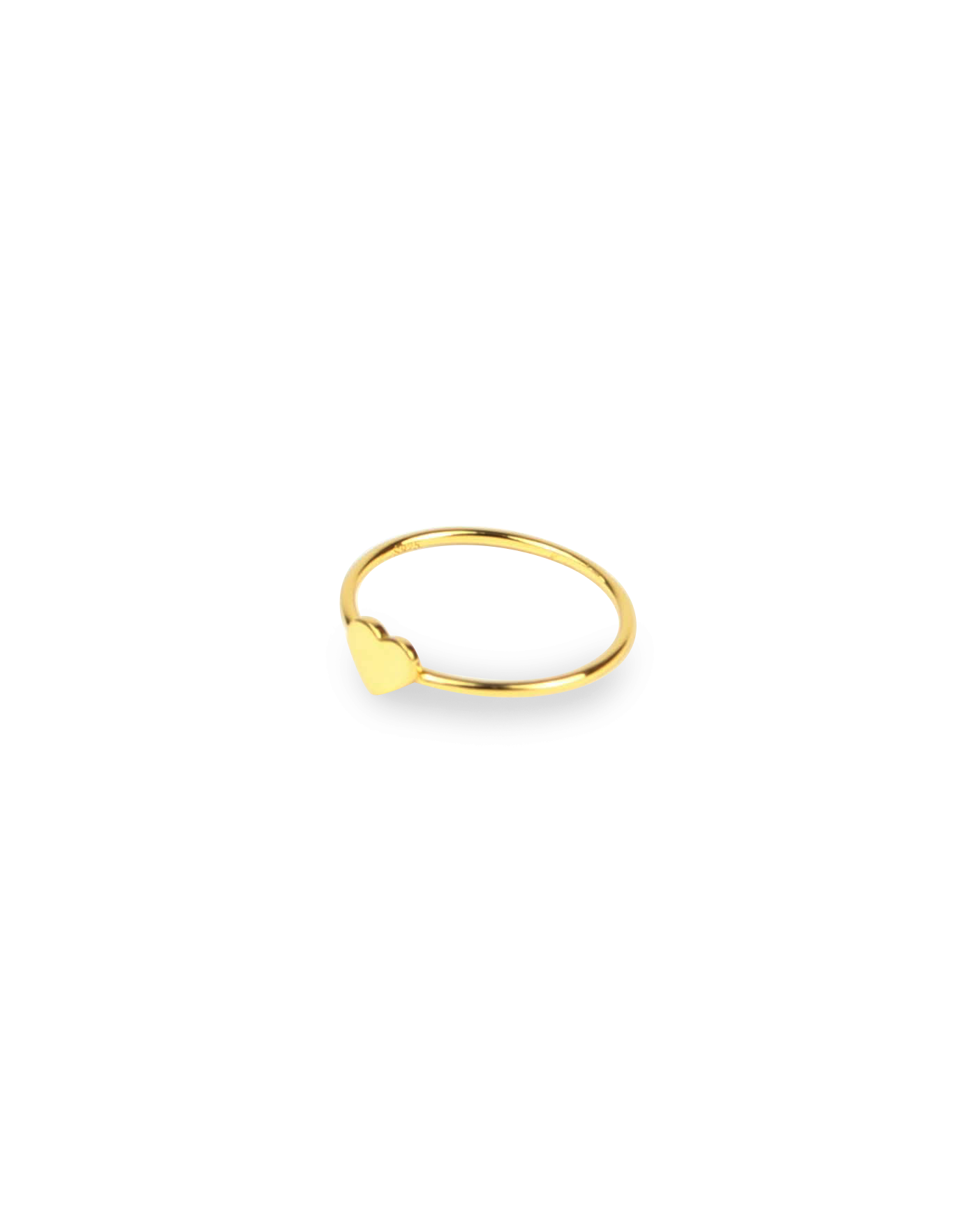 Gold ring with a heart-shaped design on a white background