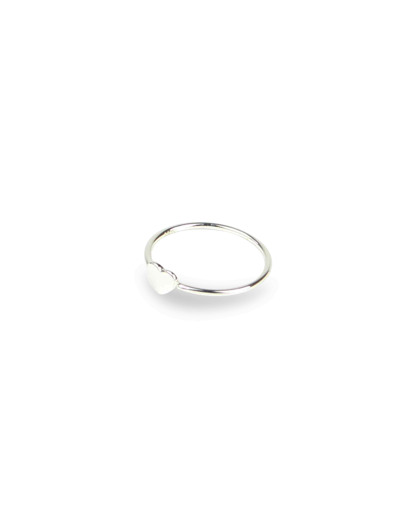 Silver heart ring on a white background