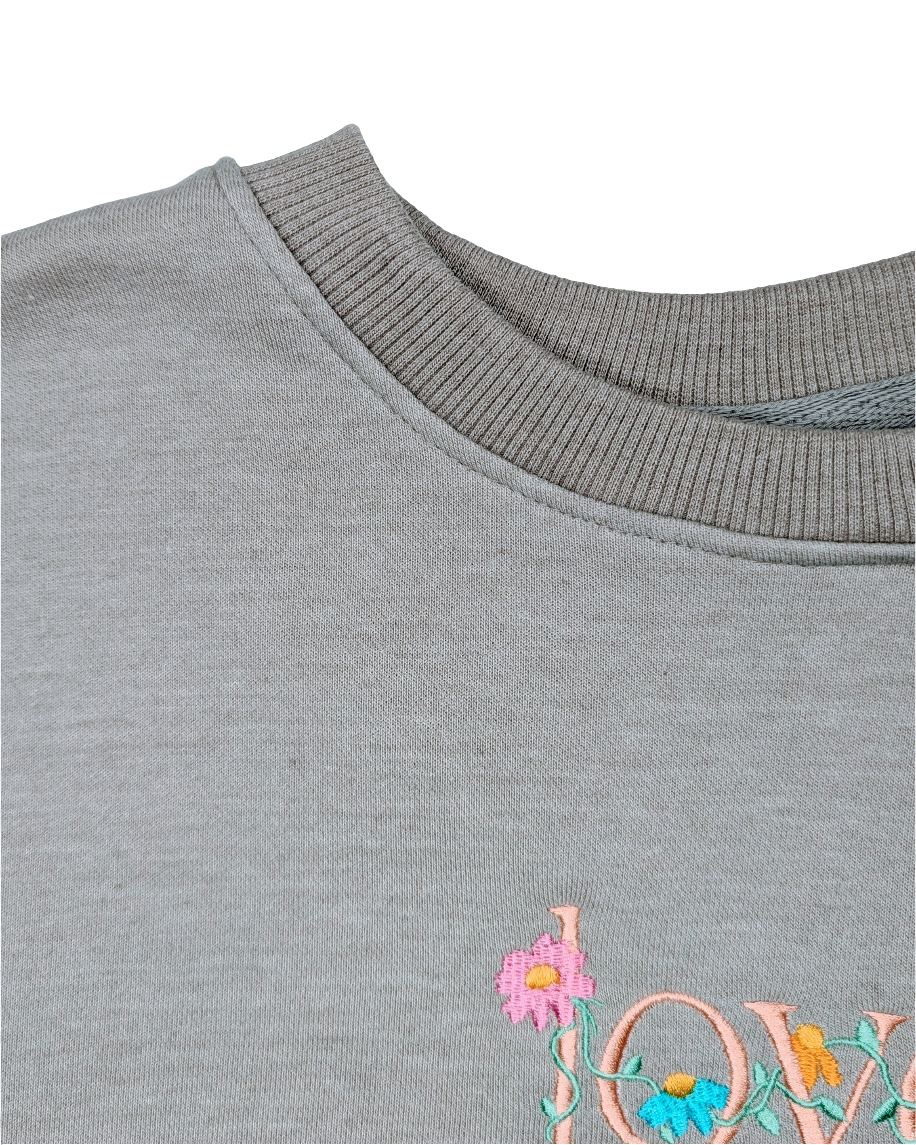 love, Floral Logo Crewneck Sweatshirt
