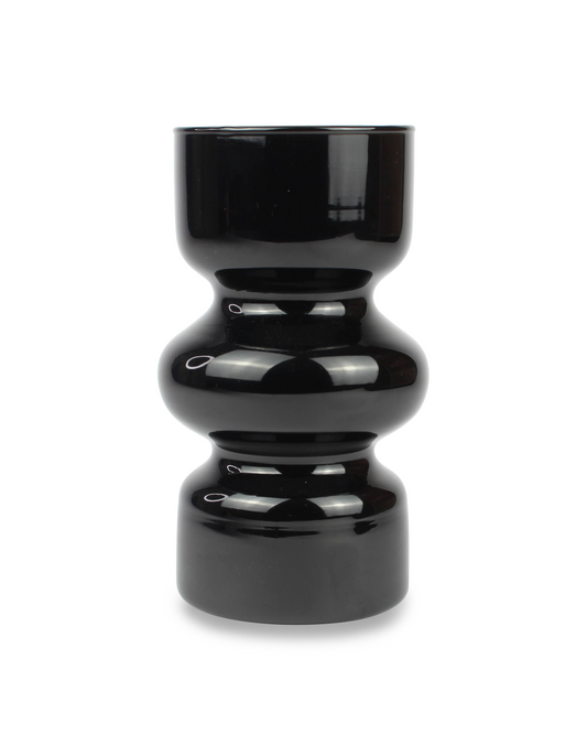 Black glass vase on a white background