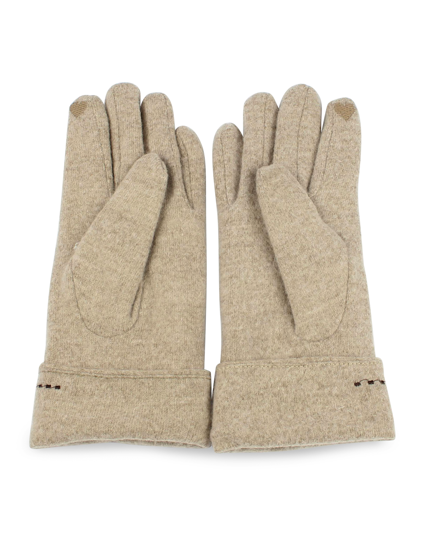Pair of beige gloves on a white background