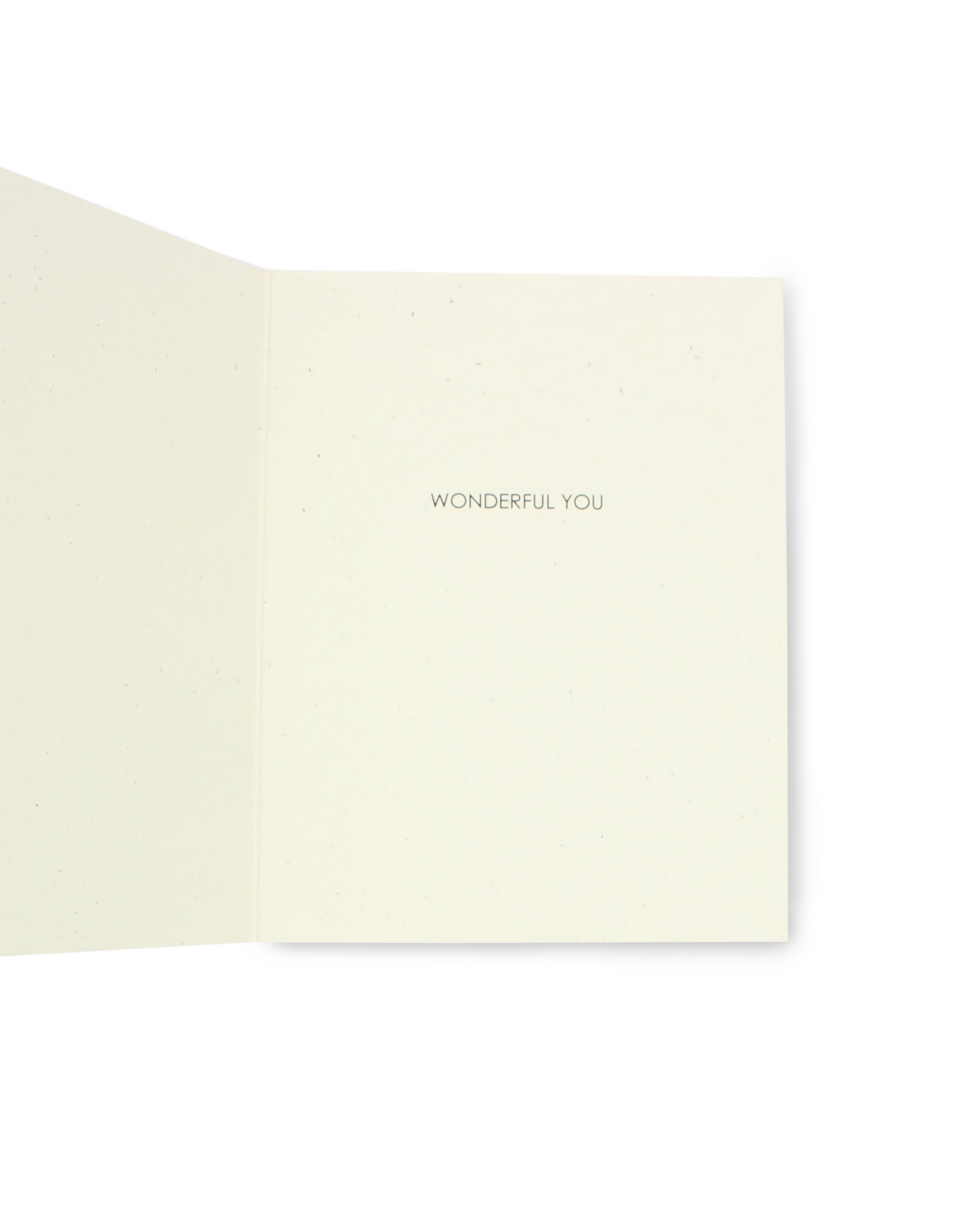 Beige card with 'WONDERFUL YOU' text on a white background