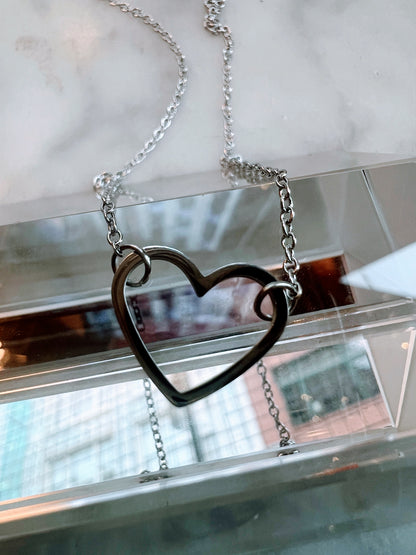 Open Heart Necklace - Silver