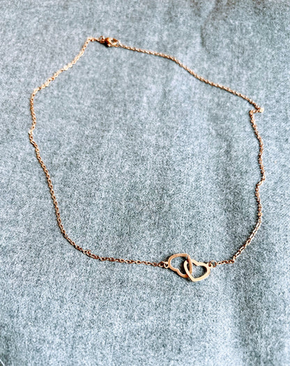 Linked Hearts Necklace - Rose Gold
