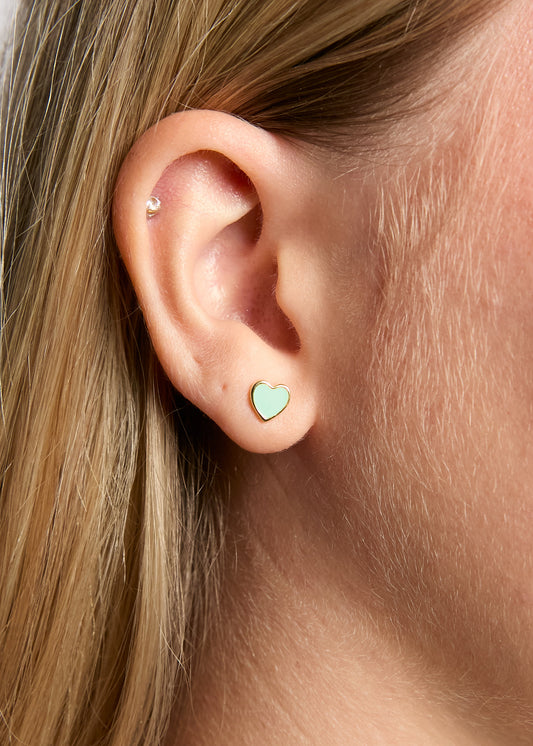 Mint Enamel Heart Studs