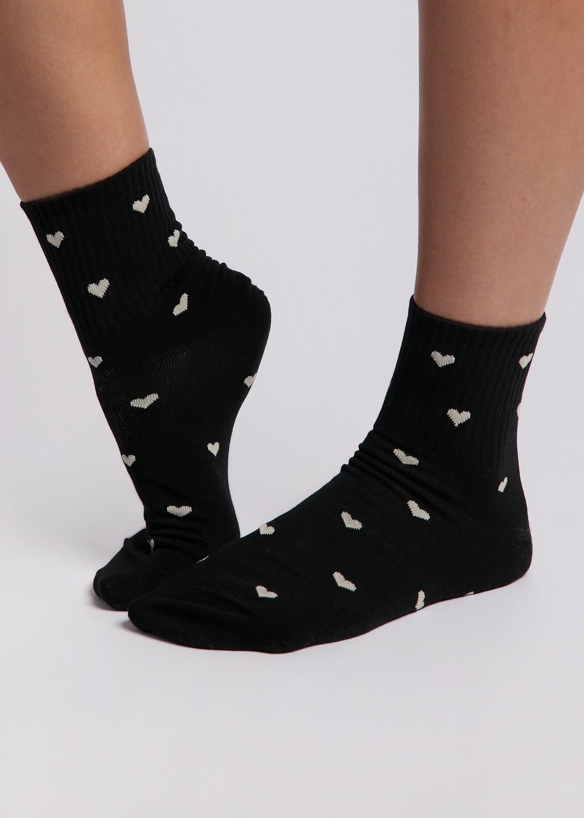 Heart Socks Mini Crew - Black
