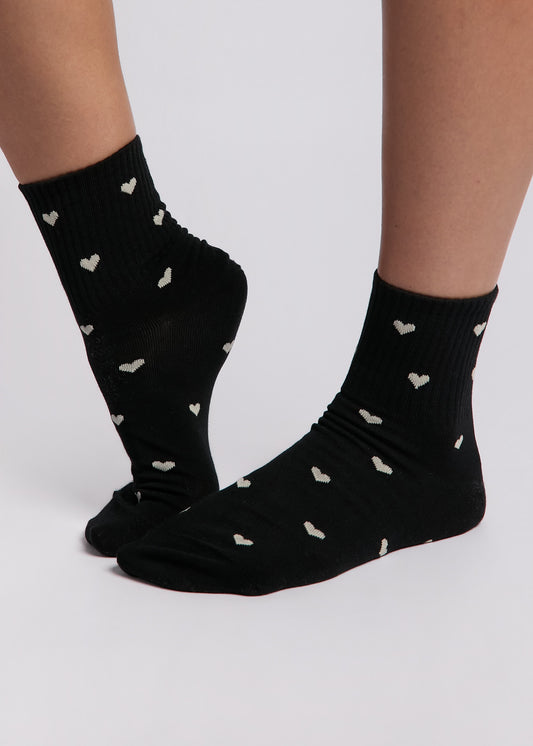 Heart Socks Mini Crew - Black