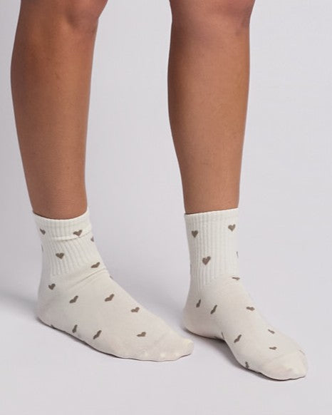 Heart Socks Mini Crew - White