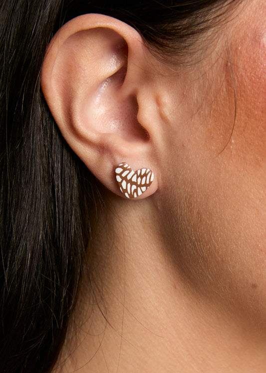 Mosaic Heart Stud - Chestnut