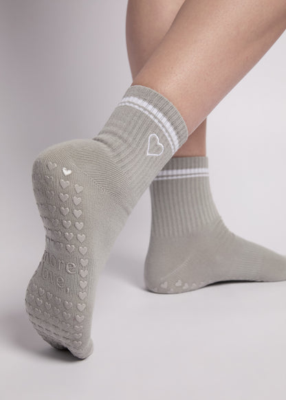 Heart Pilates Sock - Grey