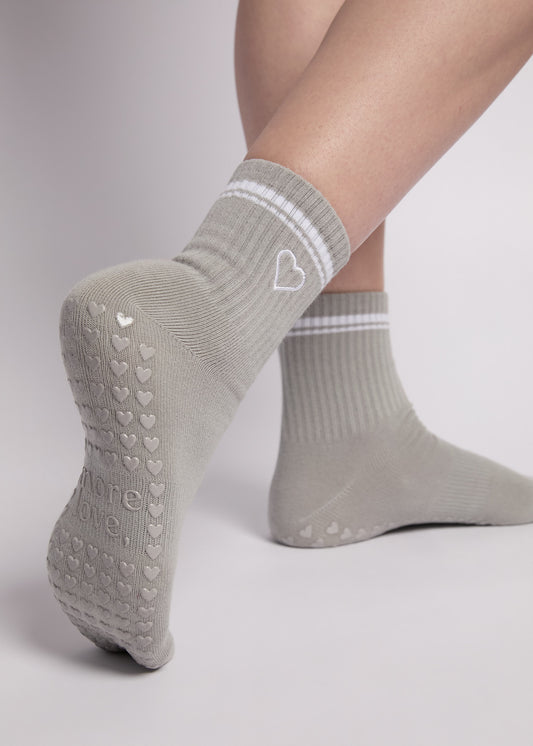 Heart Pilates Sock - Grey