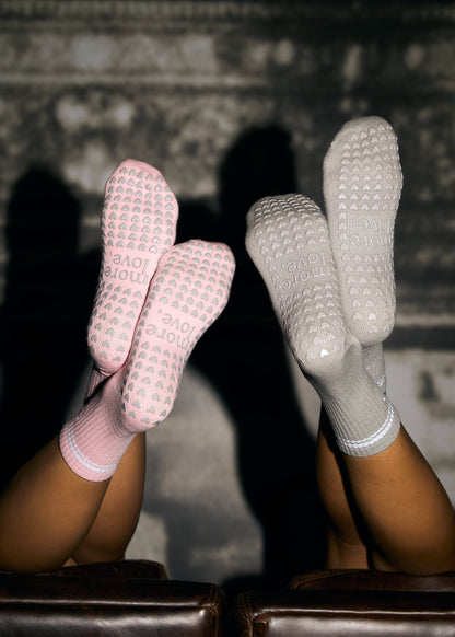 Heart Pilates Sock - Grey