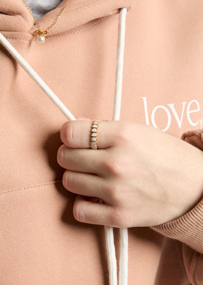 Band of Hearts Enamel Ring - Pearl