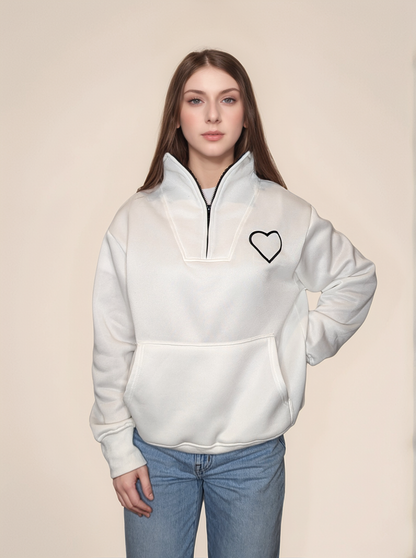 Half Zip Fave Fleece - White