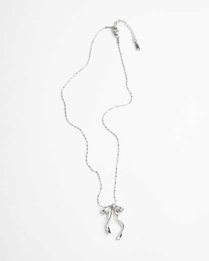 Bow Necklace - Silver