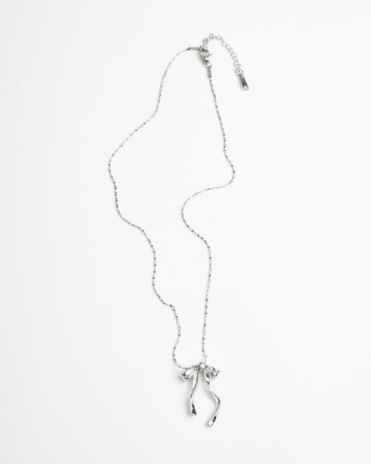 Bow Necklace - Silver