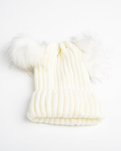 Double Pom Pom Hat - Snow