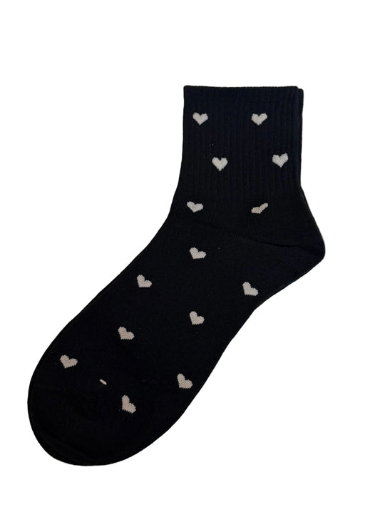 Heart Socks Mini Crew - Black